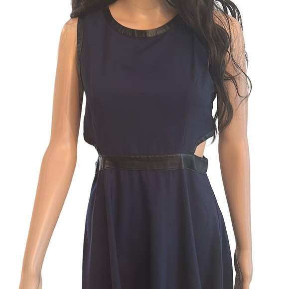 Twik Blue Sleeveless Fit and Flare Mini Dress with cutout details on sides - Picture 2 of 10